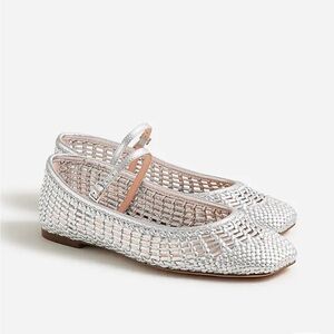 SOLD OUT 🩶J.crew Quinn woven ballet flats in metallic leather